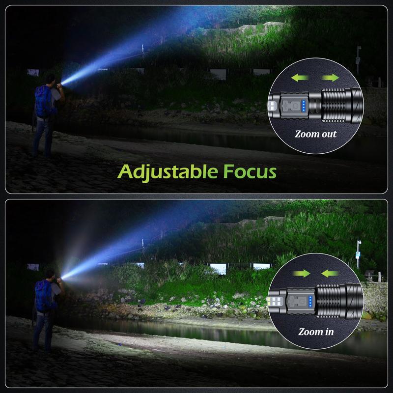 Laser Flashlight High Lumens Rechargeable 1 Pack/2 Pack, Super Bright Led Flashlights with 7 Light Modes, IPX6 Waterproof, Powerful Handheld Flash Light for Camping Home Emergencies