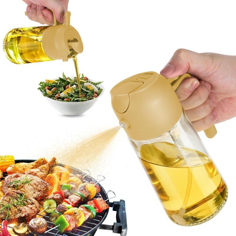 Oil Dispenser Bottle for Kitchen - 16oz / 470ml Olive Oil bottle - 2 in 1 Olive Oil Dispenser & Oil Sprayer with Brush - Oil Sprayer for Cooking, Salad, Barbecue Black