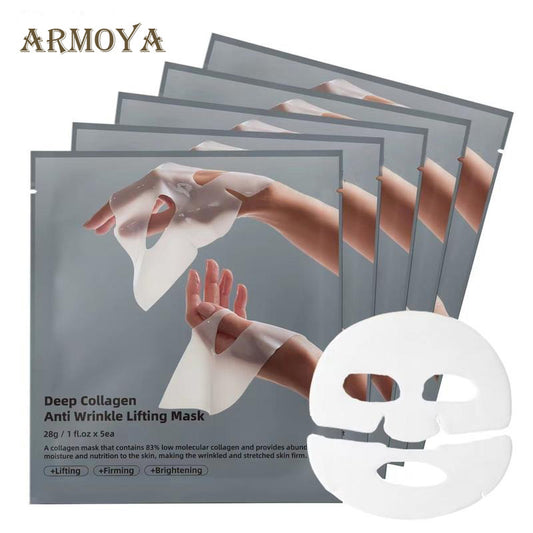 【ARMOYA】Deep Collagen Anti-Wrinkle Lifting Mask for Skincare and Skin Repair-Revolutionize Your Skincare Routine | Power Boosting Mask|Deep Collagen Mask |Original Collagen facial mask 5pcs Skincare Hydrate Skin Repair Comfort Rejuvenating