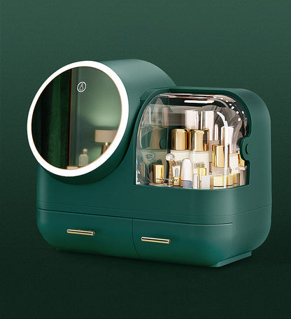 Makeup Storage Organizer Box with Led Lighted Mirror