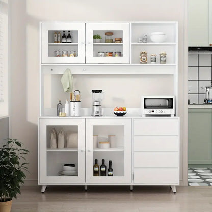 Modern Kitchen Pantry Storage Cabinet, Large Wooden Sideboard Buffet Hutch Cupboard