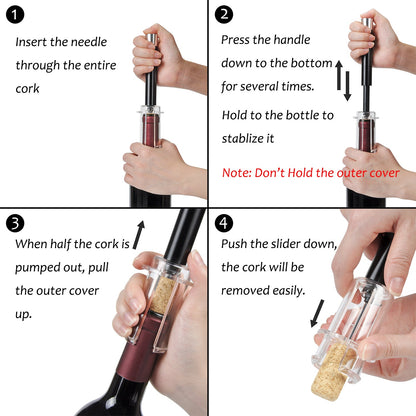 Zoughie 4pcs Air Pump Wine Opener Set for Wine Lovers