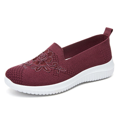 🔥Last Day 60% OFF-Women's Knitted Embroidery Casual Walking Sneakers,Lightweight Breathable Mesh Slip On Orthopedic Soft Sole Shoes (Buy 2 Free Shipping)