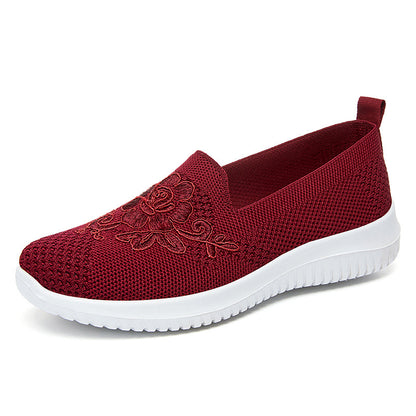 🔥Last Day 60% OFF-Women's Knitted Embroidery Casual Walking Sneakers,Lightweight Breathable Mesh Slip On Orthopedic Soft Sole Shoes (Buy 2 Free Shipping)