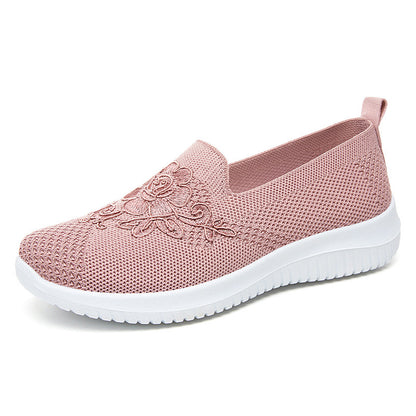 🔥Last Day 60% OFF-Women's Knitted Embroidery Casual Walking Sneakers,Lightweight Breathable Mesh Slip On Orthopedic Soft Sole Shoes (Buy 2 Free Shipping)