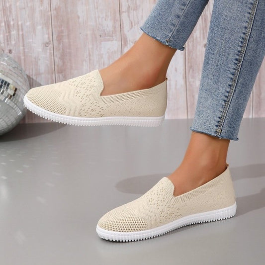 🔥Last Day 60% OFF-Women's Knitted Embroidery Casual Walking Sneakers,Lightweight Breathable Mesh Slip On Orthopedic Soft Sole Shoes (Buy 2 Free Shipping)