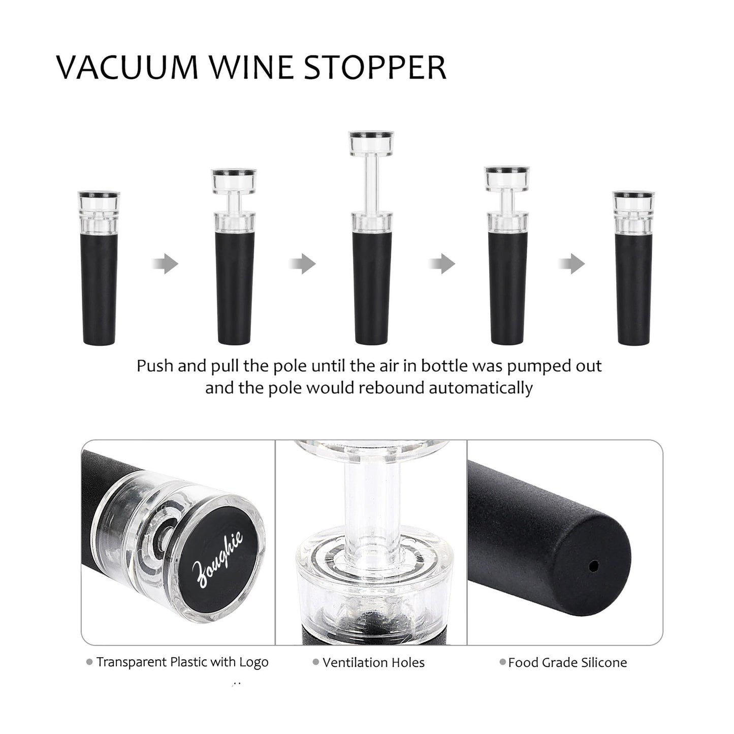 Zoughie 4pcs Air Pump Wine Opener Set for Wine Lovers