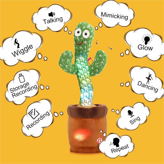 Talking Cactus Toys for Dog,Dancing Cactus Mimicking Pet Repeat What You Say,Gift for Dogs and Cats