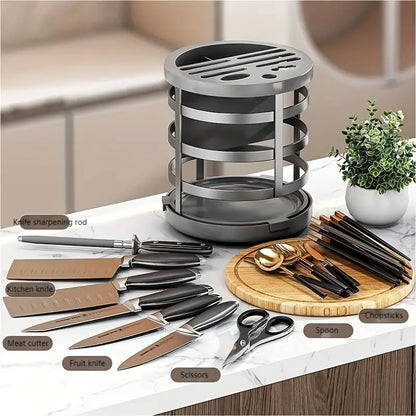 Rotating Knife Rack Stainless Steel Storage Rack