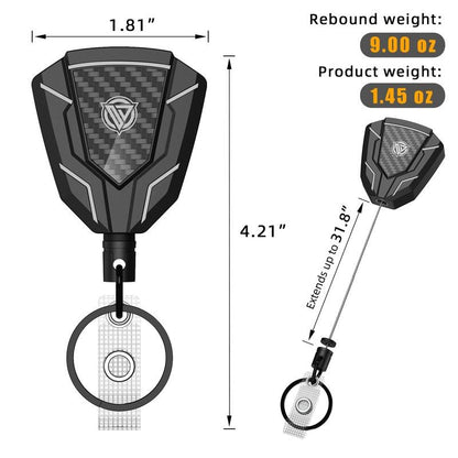 Oaridey 2-Pack Heavy Duty Retractable Keychain with Belt Clip, Retractable Badge Holder with Carbon Fiber Front, 9 oz Rebound