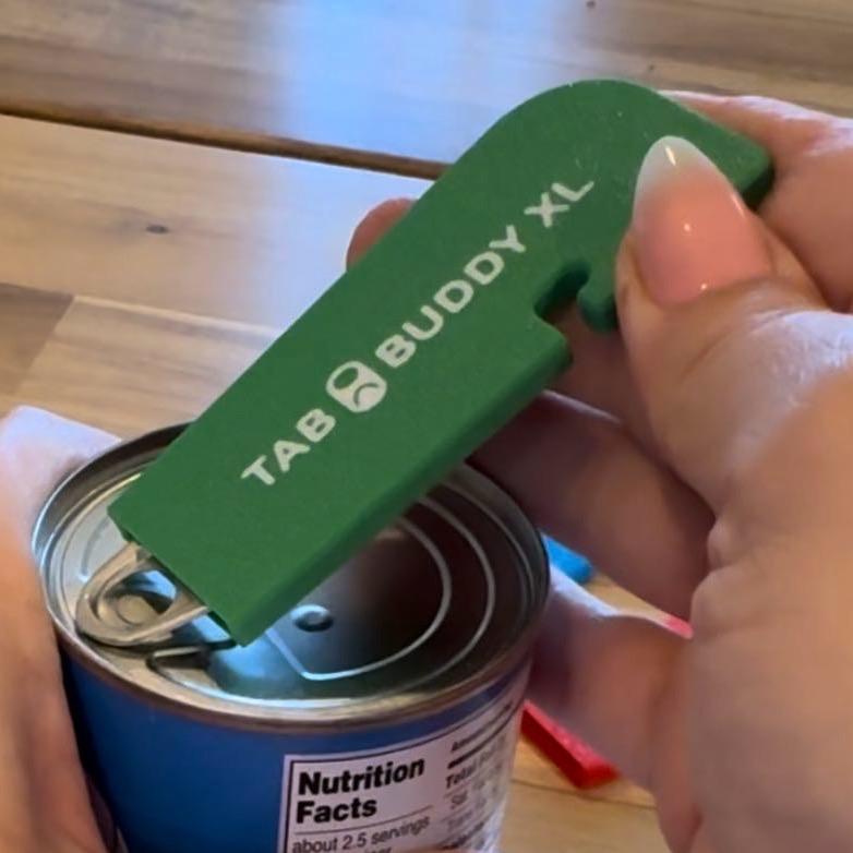 Tab Buddy XL Colors- Food can tab opener help for long nails, sore hands; assistive veggie, soup, cat, dog food magnet tech gadget arthritis