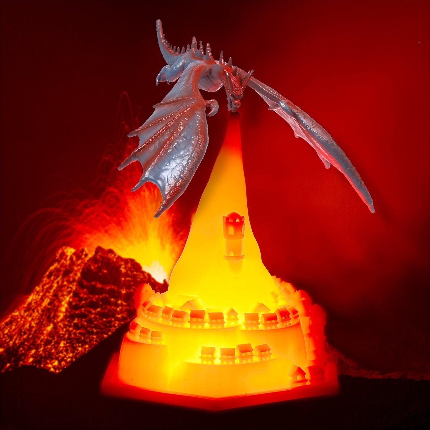 Rechargeable Anime Dragon Lamp: Bedroom Decor with Rotating Fire Spray & Ambient Night Light