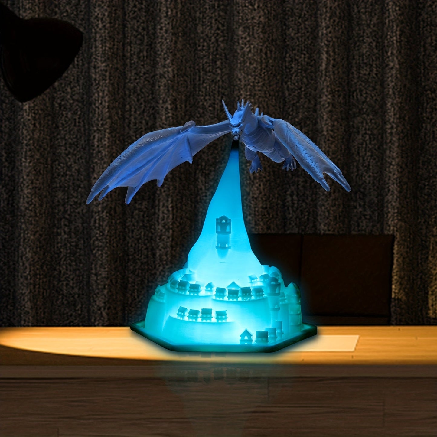 Rechargeable Anime Dragon Lamp: Bedroom Decor with Rotating Fire Spray & Ambient Night Light