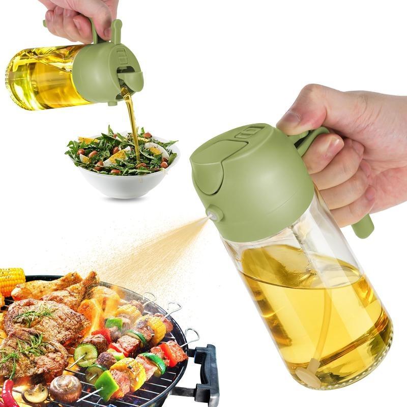 Oil Dispenser Bottle for Kitchen - 16oz / 470ml Olive Oil bottle - 2 in 1 Olive Oil Dispenser & Oil Sprayer with Brush - Oil Sprayer for Cooking, Salad, Barbecue Black