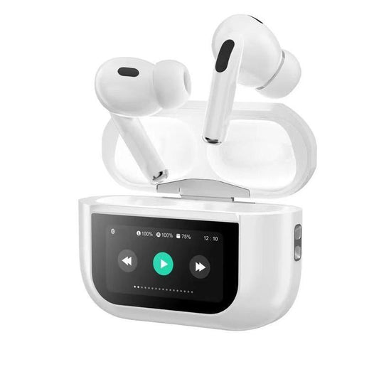 Wireless Earphones Noise Cancellation Bluetooth V5.4 Full Color Display Earphone Touch Screen With Double Mic 500mAh Charging Case