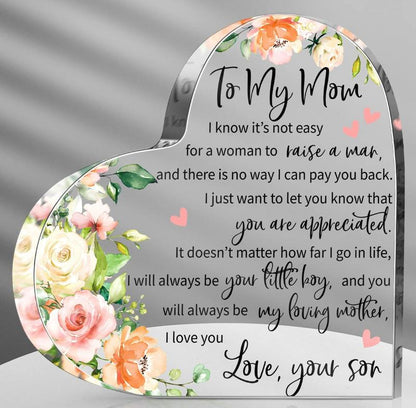 Mom Gift Dad Gift Mother in Law Gift Bonus Mom Gift Acrylic Heart Mothers Dads Plaque Gifts Grateful Birthday Gifts for Mom Dad Acrylic Best Mom Dad Sign Acrylic Heart Sign (Heart)