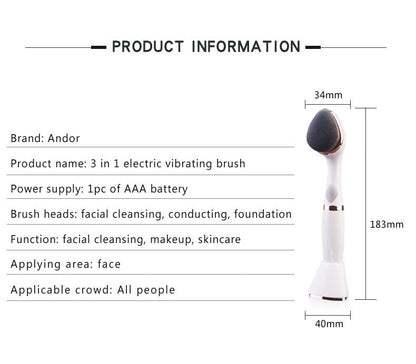 Three-in-one multifunctional face wash brush