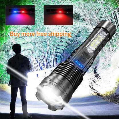 Laser Flashlight High Lumens Rechargeable 1 Pack/2 Pack, Super Bright Led Flashlights with 7 Light Modes, IPX6 Waterproof, Powerful Handheld Flash Light for Camping Home Emergencies