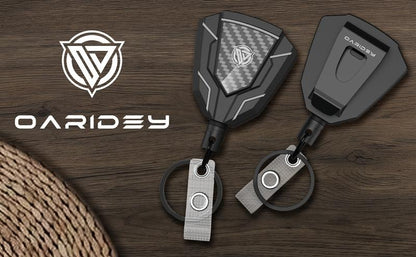 Oaridey 2-Pack Heavy Duty Retractable Keychain with Belt Clip, Retractable Badge Holder with Carbon Fiber Front, 9 oz Rebound