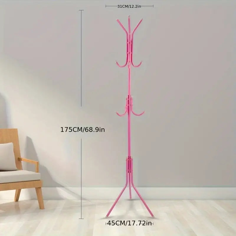 Metal Column Coat Rack Hall Tree Free-standing Storage