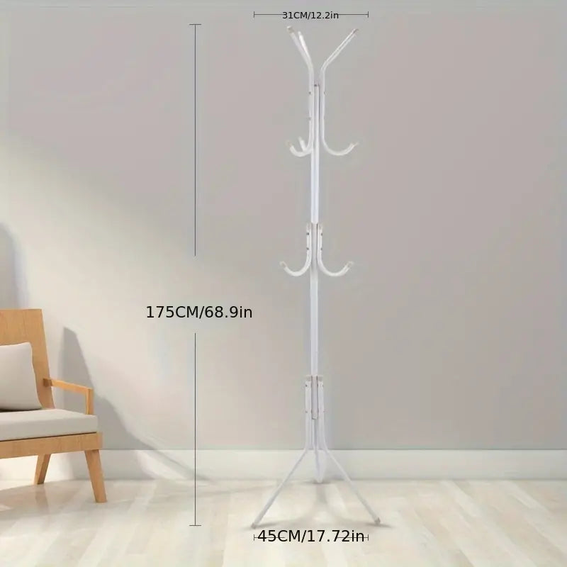 Metal Column Coat Rack Hall Tree Free-standing Storage