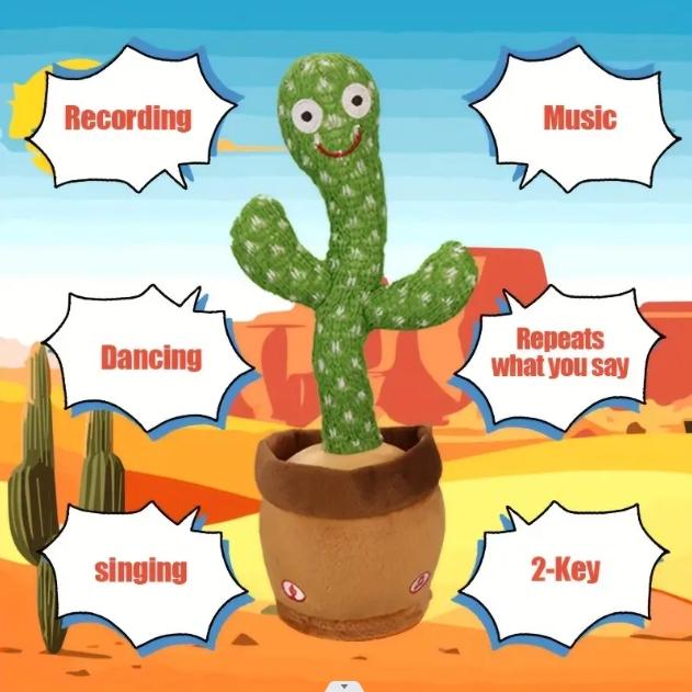 Talking Cactus Toys for Dog,Dancing Cactus Mimicking Pet Repeat What You Say,Gift for Dogs and Cats