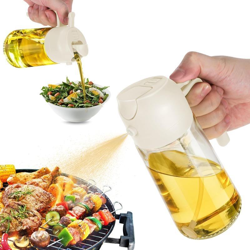 Oil Dispenser Bottle for Kitchen - 16oz / 470ml Olive Oil bottle - 2 in 1 Olive Oil Dispenser & Oil Sprayer with Brush - Oil Sprayer for Cooking, Salad, Barbecue Black