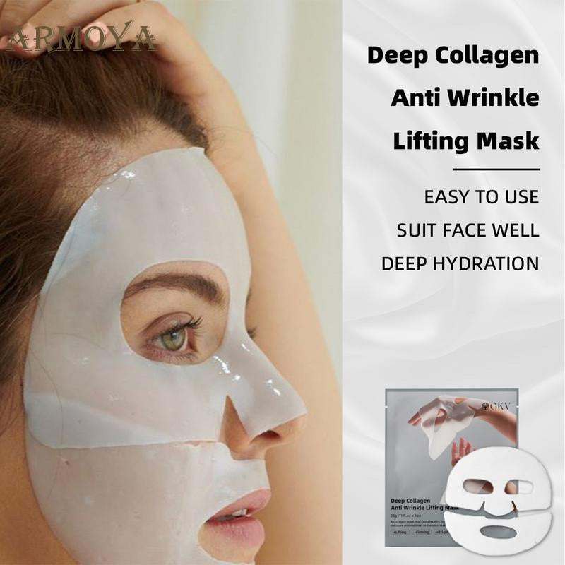 【ARMOYA】Deep Collagen Anti-Wrinkle Lifting Mask for Skincare and Skin Repair-Revolutionize Your Skincare Routine | Power Boosting Mask|Deep Collagen Mask |Original Collagen facial mask 5pcs Skincare Hydrate Skin Repair Comfort Rejuvenating