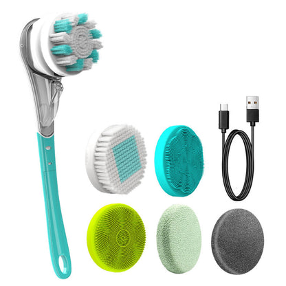 Multifunctional Electric Bath Brush Waterproof Rubbing Brush Six-in-one Long Handle Rubbing Back Bathing Face Rubbing Feet Rubbing Artifact