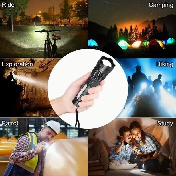 Laser Flashlight High Lumens Rechargeable 1 Pack/2 Pack, Super Bright Led Flashlights with 7 Light Modes, IPX6 Waterproof, Powerful Handheld Flash Light for Camping Home Emergencies