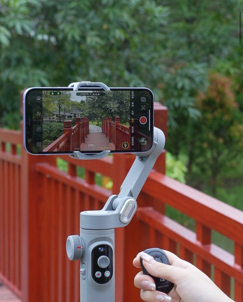 Smart X Pro 3-Axis Foldable Handheld Gimbal Stabilizer with Wireless Charging and Remote Controlled Bluetooth Capabilities