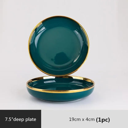 Luxurious Green Porcelain Dinnerware Set