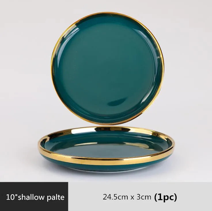 Luxurious Green Porcelain Dinnerware Set