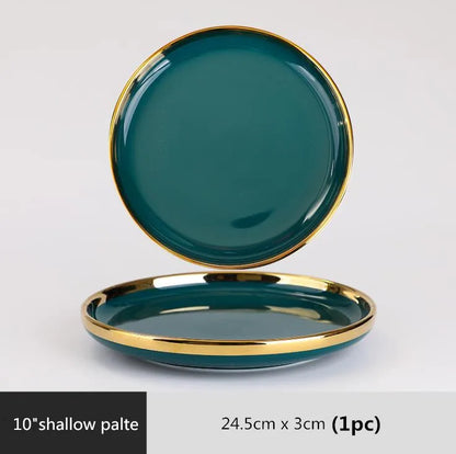 Luxurious Green Porcelain Dinnerware Set