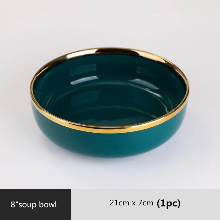 Luxurious Green Porcelain Dinnerware Set