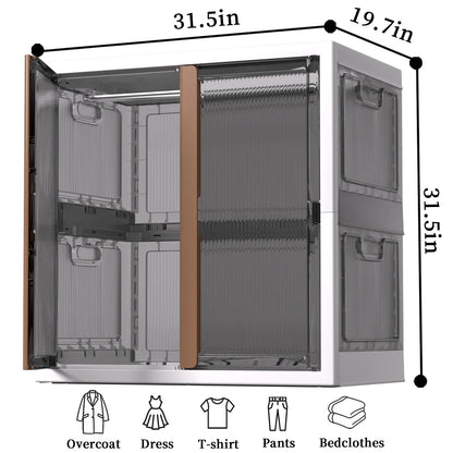 Portable Wardrobe Closet Collapsible Storage Organizer Set with Hanging Rack