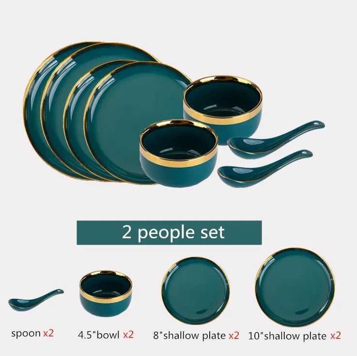 Luxurious Green Porcelain Dinnerware Set