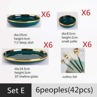 Luxurious Green Porcelain Dinnerware Set