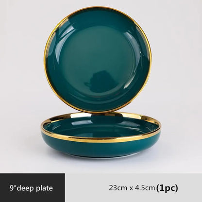 Luxurious Green Porcelain Dinnerware Set