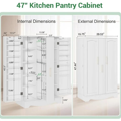 Pantry Storage Cabinet with Drawer and Adjustable Shelves