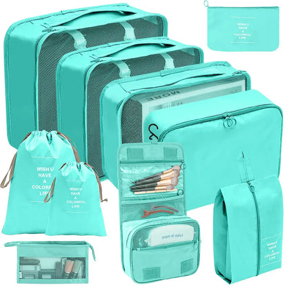 Set Travel Organizer Storage Bags Suitcase Packing Cubes