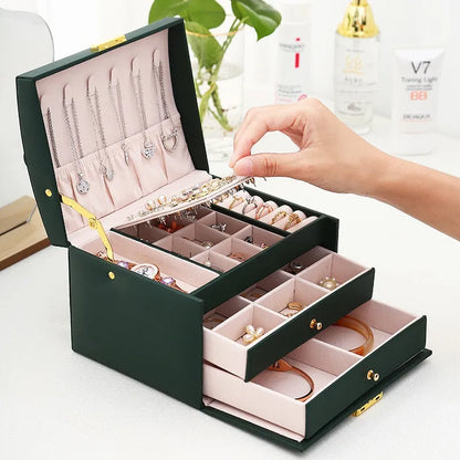 Three Layer Leather Jewelry Box