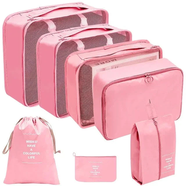 Set Travel Organizer Storage Bags Suitcase Packing Cubes