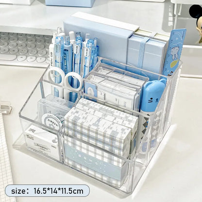 Multifunction Pen Holder Transparent Storage Box