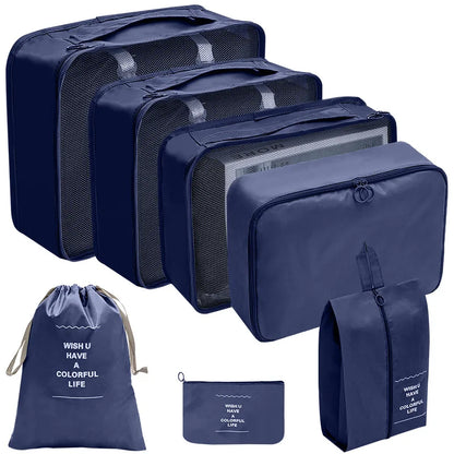 Set Travel Organizer Storage Bags Suitcase Packing Cubes