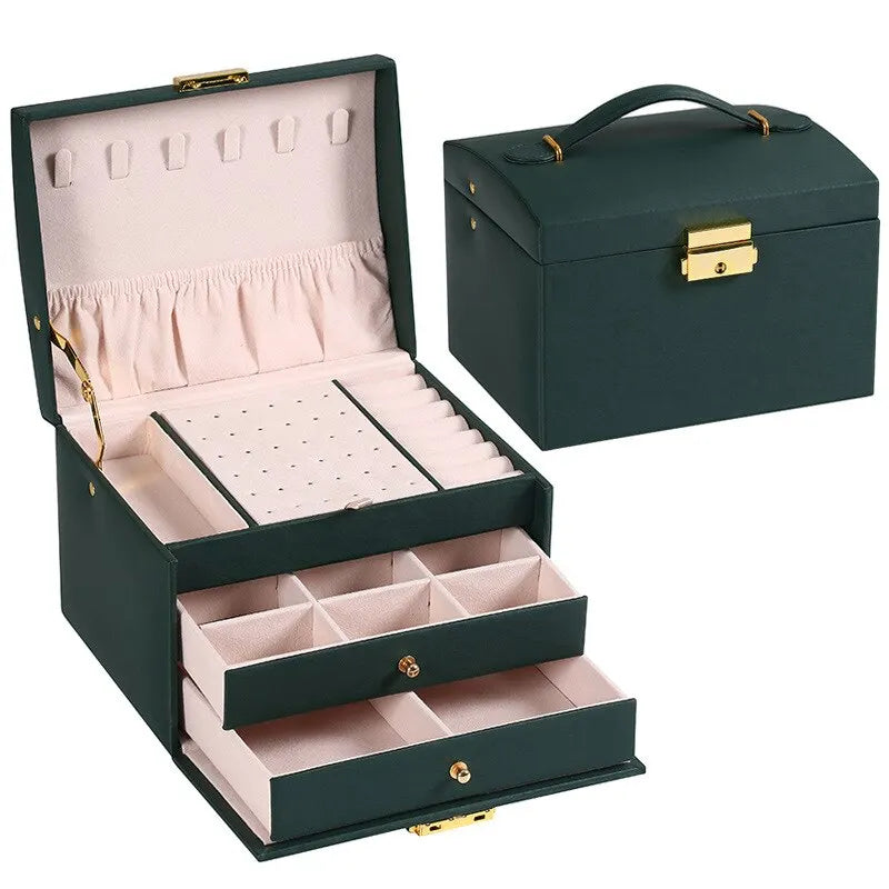 Three Layer Leather Jewelry Box