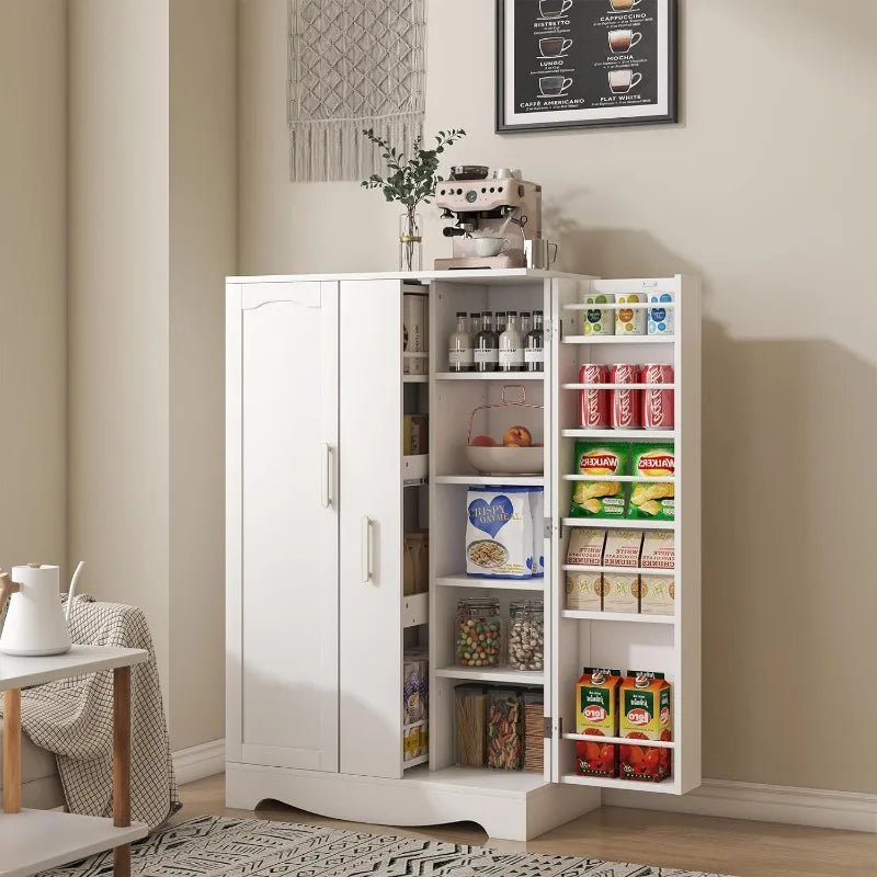 Pantry Storage Cabinet with Drawer and Adjustable Shelves