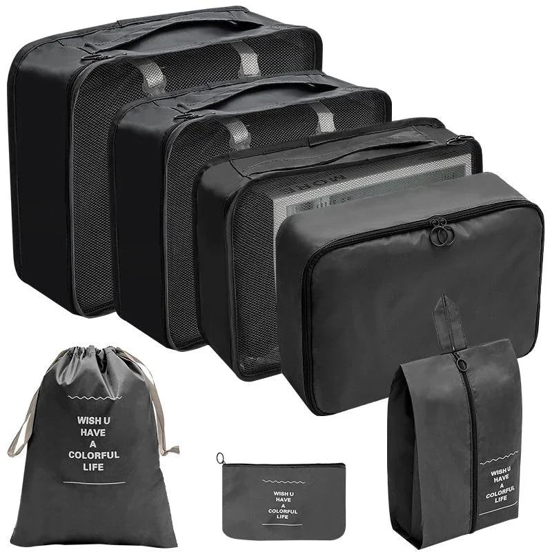 Set Travel Organizer Storage Bags Suitcase Packing Cubes