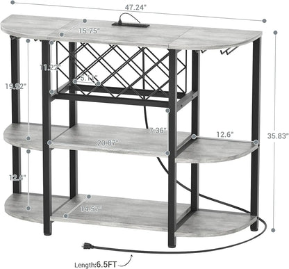 Liquor Glass Holder Wine Rack Storage with Outlet and LED Light