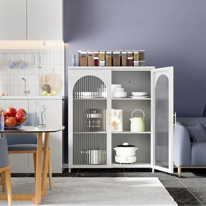 Metal Storage Cabinet with Glass Doors